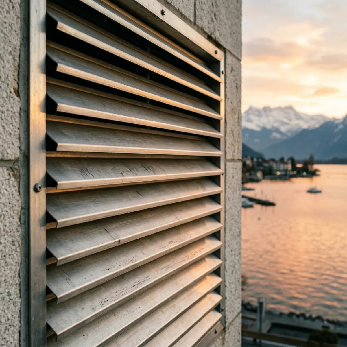 Prises et rejets d'air en façade d'un immeuble